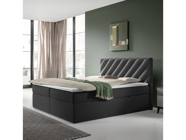 Boxbett Wilmers 160 x 200cm Flachgewebe Tora Schwarz