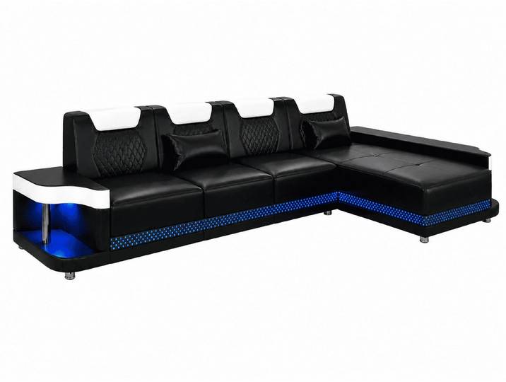 JVmoebel Ecksofa Ecksofa L-Form Schwarz Weiß Modern LED Premium Mega Luxus Elegant
