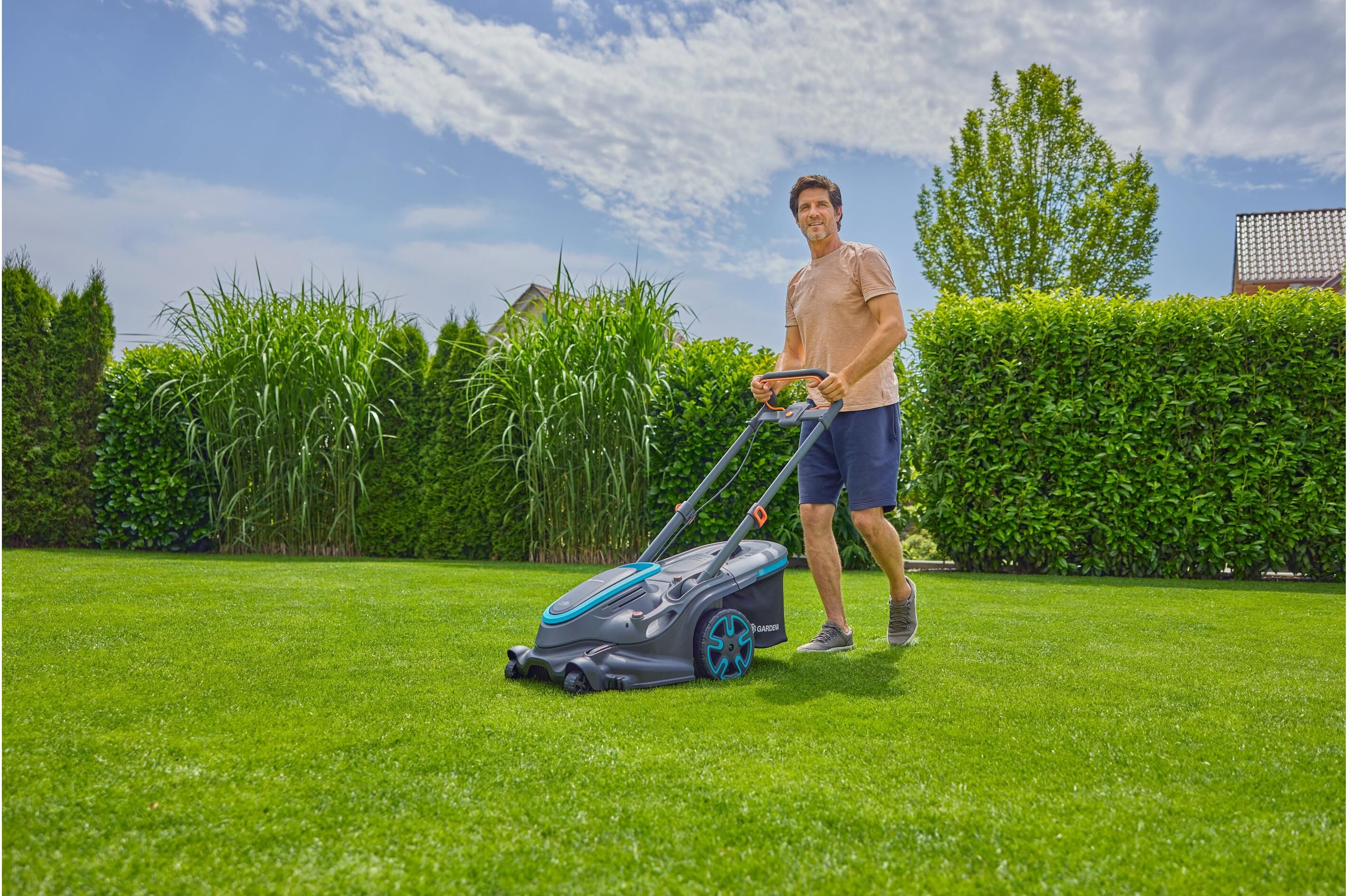 Akkurasenmäher GARDENA "PowerMax Duo Ready-To-Use", weiß, neutral, Rasenmäher, Akkurasenmäher weiß, neutral Einheitsgröße