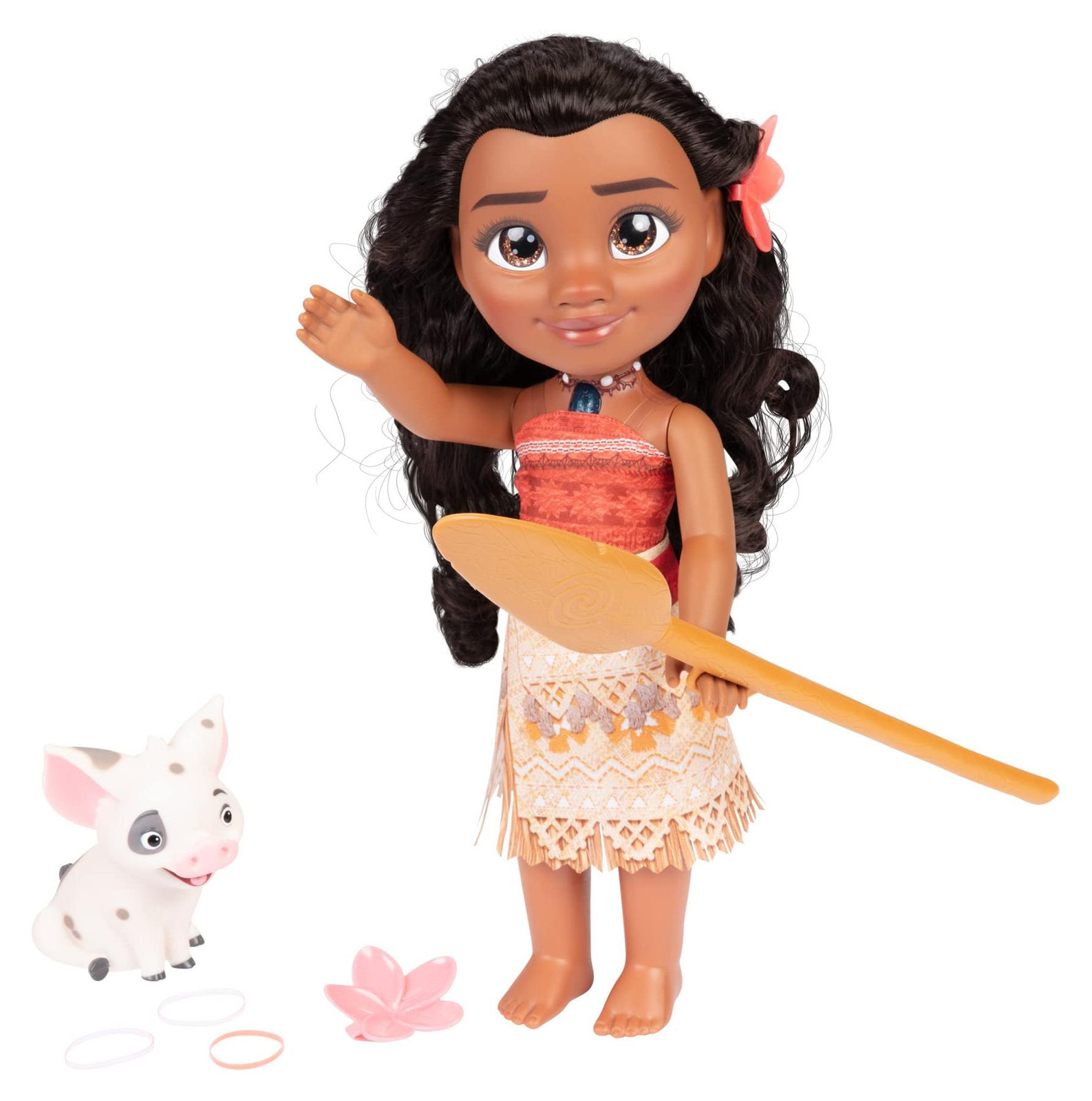 Jakks Pacific Mijn zingende vriendin Moana en Pua pop met geluidseffecten en spreekfunctie, Meerdere kleuren, Hoogte: 35,56 cm
