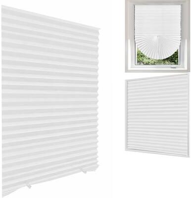 Inspired Finds Self Adhesive Pleated Window Blinds Half Curtain For Bathroom Balcony And Living Room Privacy Shade white 2.95x5.91 Ft