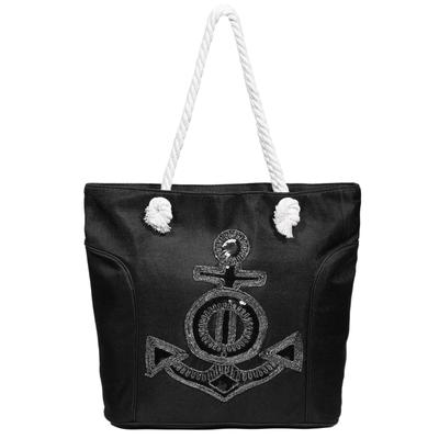 Strandtasche CHAM CHAM "Damen Handtasche aus Textil, Ankermotiv", Damen, weiß, Textil, Taschen Strandtasche