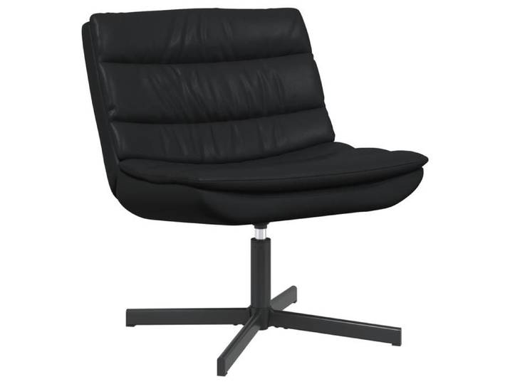 PROMOTION Chaise - Fauteuil Pivotante Noire Cuir Synthétique - avec Base en Métal Moyenne 43794 - BestMeuble