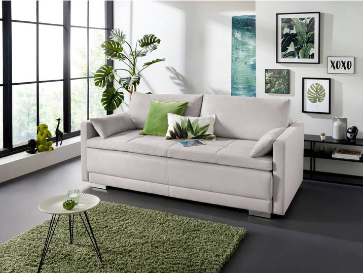 OTTO home Schlafsofa Berlin, B: 218 cm, Liegel. 160x198 cm, Boxspring, Dauerschlafsofa mit Boxspring inklusive 2 Zierkissen & Bettkasten