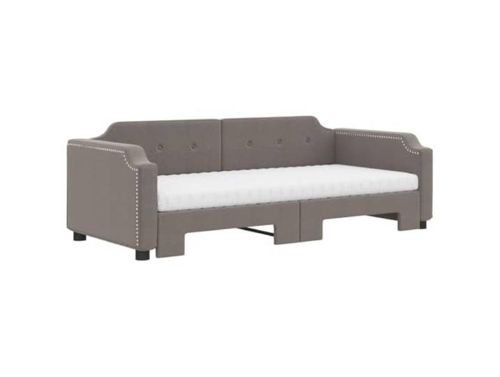 KTHLBRH Ausziehbares Schlafsofa Taupe 90 x 200 cm Stoff 2 Matratzen inklusive, Gestell aus Holz und Metall, Lattenrost-Design, für Wohnzimmer und Schlafzimmer