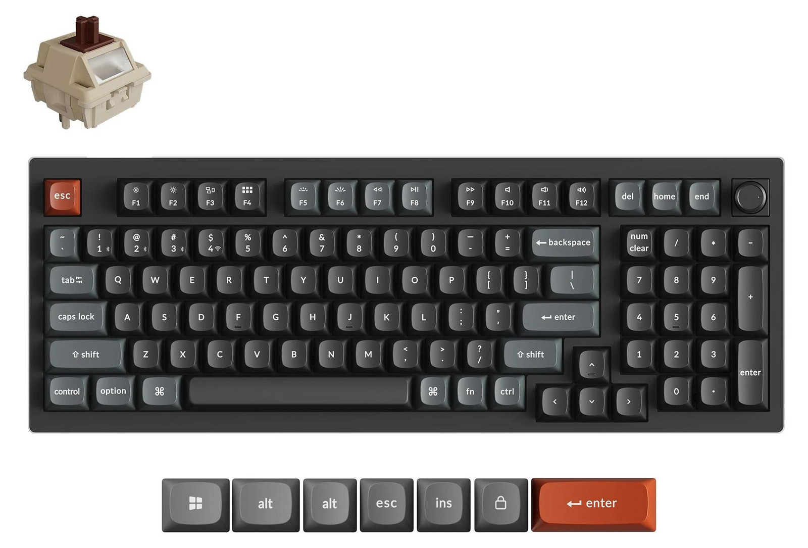 Keychron V5 Ultra 8K Mechanisch Toetsenbord, Draadloos, QWERTY US, Zwart, Keychron Silk POM Brown Schakelaars