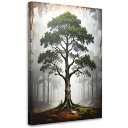 BILD auf Leinwand, Grüner Baum Landschaft Natur