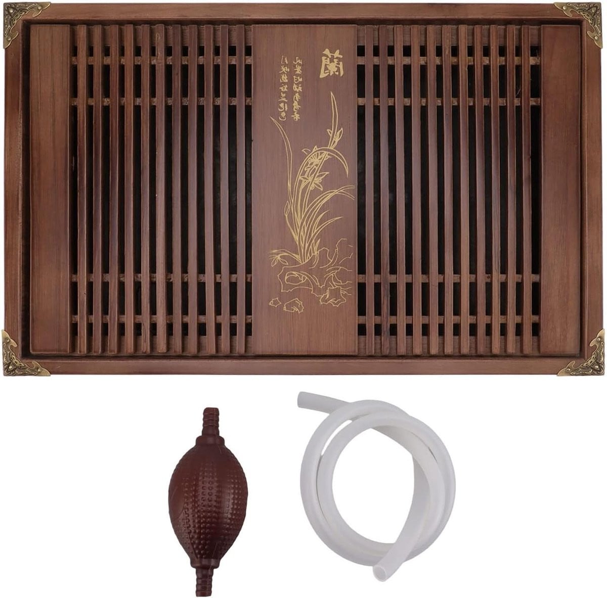 Chinese Gongfu theetafel met waterafvoer en opslag voor theeceremonies