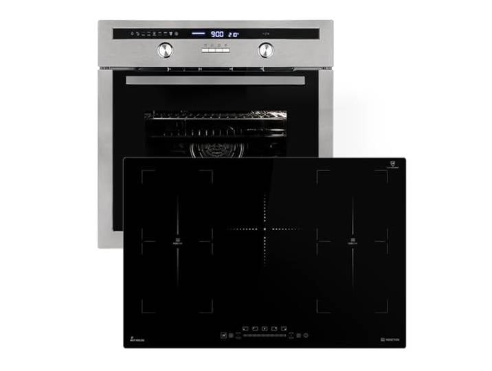 Autarkes Herdset: 60cm Einbaubackofen EB8013ED + 77cm Induktionskochfeld IH87705FZ Drehspieß Kerntemperaturfühler Grill Heißluft Teleskopauszüge Automatik-Timer SET8013IH77FZ