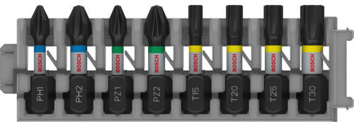 Bosch Coffret d&amp;#039;embouts de vissage PRO Impact, PH1/PH2/PZ1/PZ2/T15/T20/T25/T30