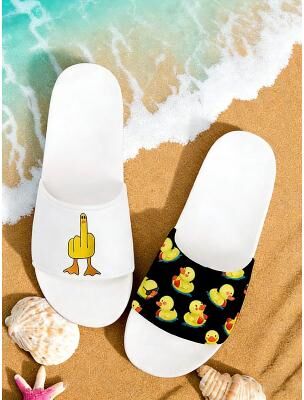 LightInthebox Men's Duck-printed Slide Sandals – Laid - Back Cool Style for Men in Summer Beach Trips, Barbecues Casual Outdoor Gatherings
