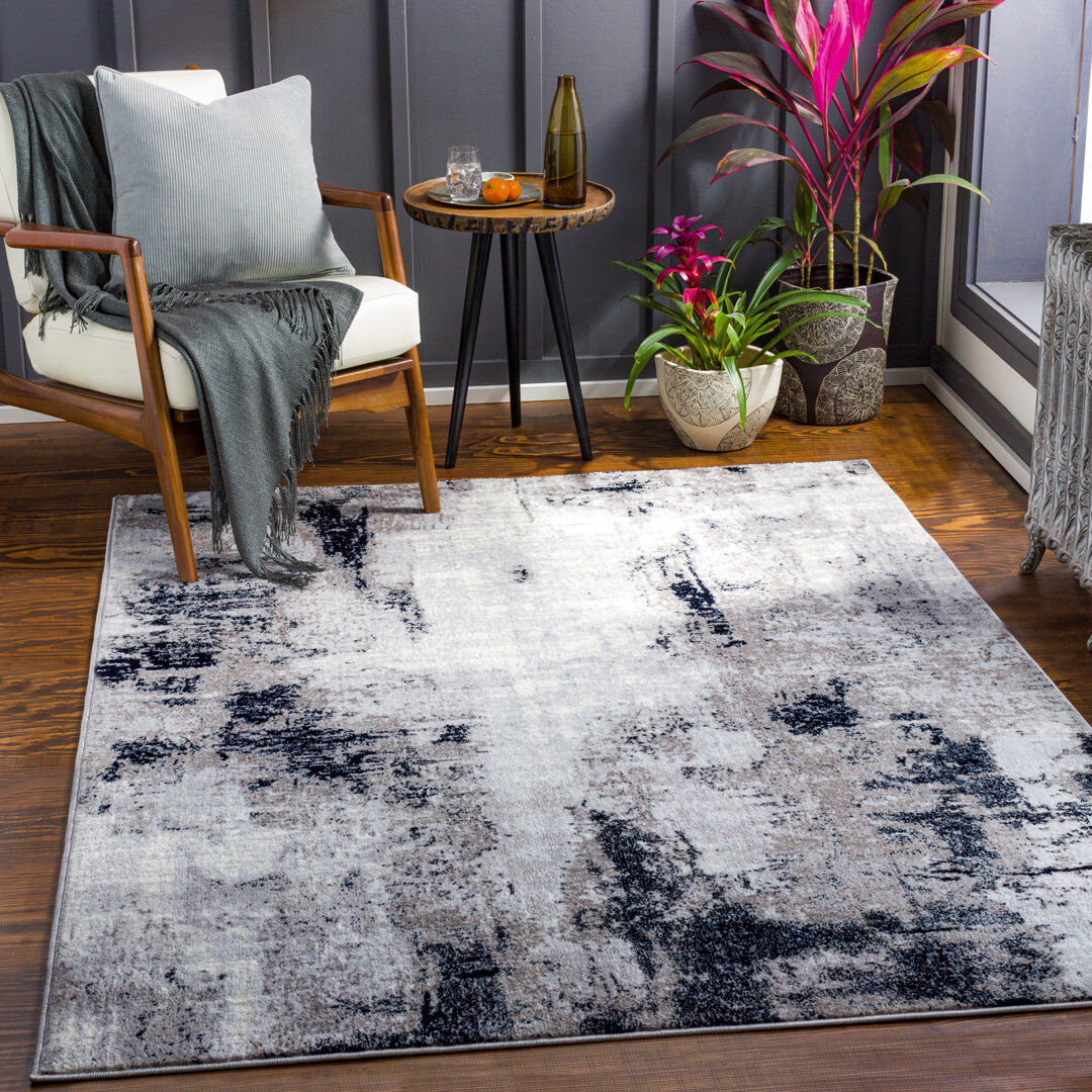Mistana Roudebush Machine Woven Aqua Rug Grey Rectangle 200 x 275 cm