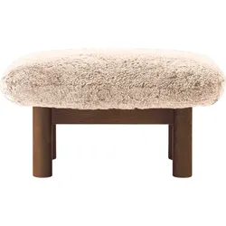 Brasilia Sheepskin Fußbank weiß auf dunklen Eichenbeinen
