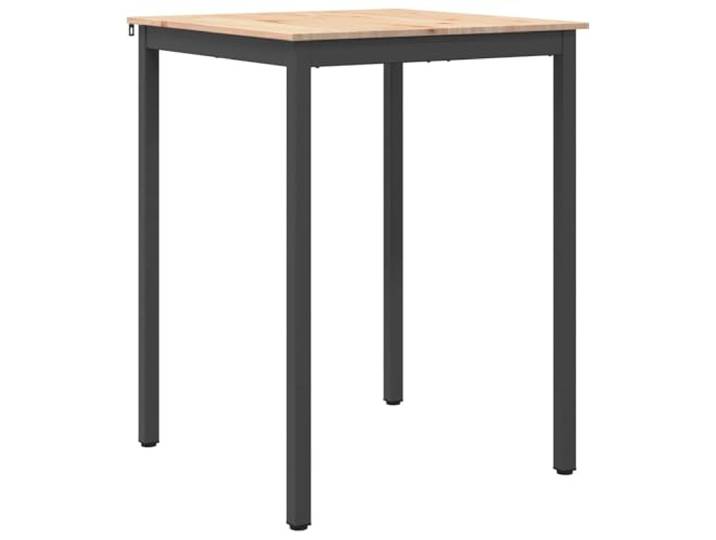 HAQWRDQSG Bartisch Massivholz Kiefer Stehtisch 80x80x105 cm Natur Stabiler Bistrotisch aus Kiefernholz mit robusten Metallbeinen und H-Balken für geselliges Beisammensein in der Küche.