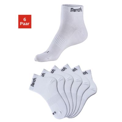 Sportsocken BENCH., Damen, Gr. 39-42, weiß (6x weiß), Baumwollmischung, unifarben, elastisch, Socken Sportsocken, mit antibakterieller Feuchtigkeitsregulierung