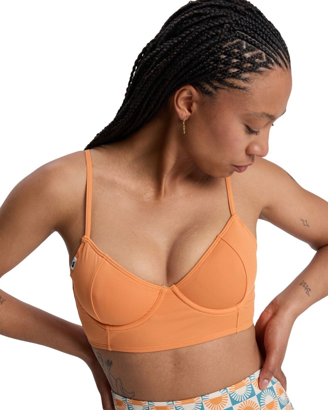 Bade-Shirt QUIKSILVER "Melly", Damen, Gr. M, bunt (coral gold), Obermaterial: 87% Nylon, 13% Elasthan., Bikini-Oberteile Bade-Shirt coral gold M