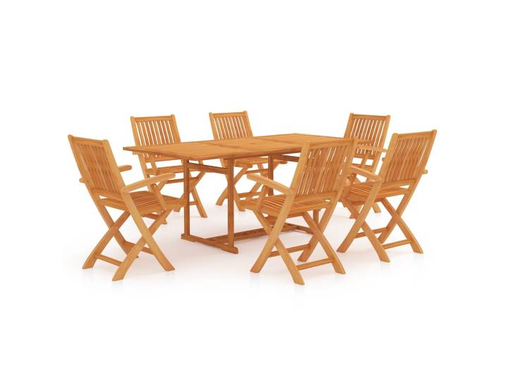 vidaXL 7-tlg. Garten-Essgruppe Massivholz Teak