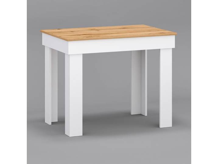 Table de cuisine rectangulaire - Target Home - Plateau chêne blanc - 90 x 60 x 73 cm - Charge du plateau jusqu'à 20 kg