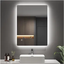 Emke, Spiegel, Badspiegel mit Beleuchtung 80*60cm,Beschlagfrei, Kaltweiss6500K, Dimmbar, Touch Schalter (80 x 60 cm)