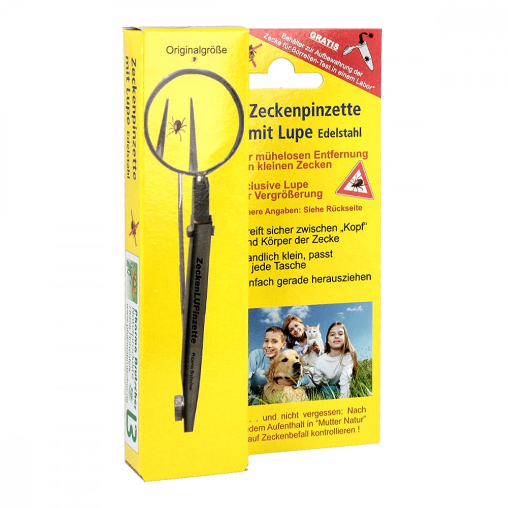 Pharma Brutscher Zeckenpinzette Chirurgenstahl mit Lupe 01317319