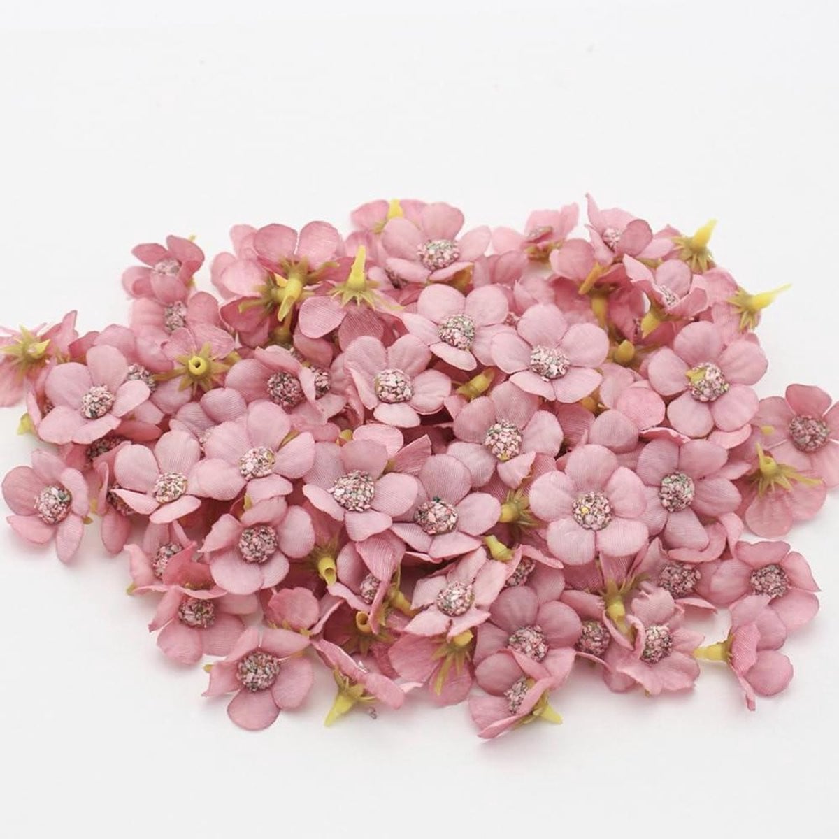 50 stuks Kunstbloemkoppen Mini Decoratieve Zijden Bloemen Mixcolor - 2.5 cm