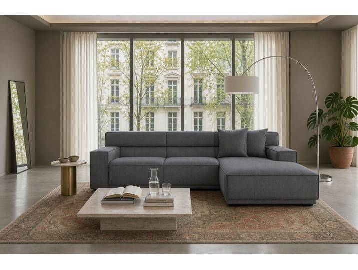 foamnova Ecksofa Umea, grosszügige Sitzfläche, Maße B 280 × T 170 × H 78 cm, Sitzbreite 224 cm, Liegetiefe bis 170 cm zum Ausstrecken