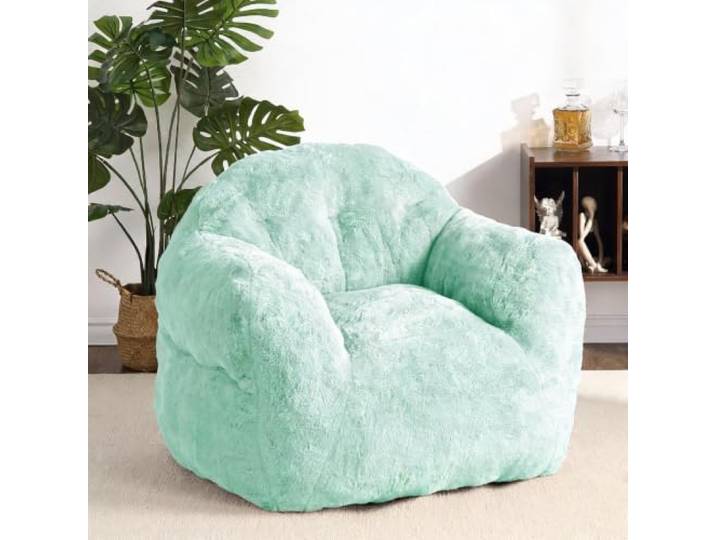 Zstar Riesensitzsack mit Armlehnen Plüsch Memory-Schaum Hellgrün Ergonomischer Sitzsack-Sessel mit weichem Bezug für entspannte Momente, 99x81x71cm