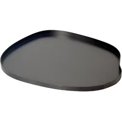 FineBuy, Tablett, Dekotablett Metall 35cm Schwarz Dekoteller Tablett Organisch Tischdeko Standdeko