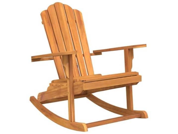 FDSAQOPT Adirondack Schaukelstuhl Massivholz Teak Massives Teakholz, glatte Oberfläche, breite Armlehnen, hohe Rückenlehne, konturierte Sitzfläche, sanfte Schaukelbewegung,