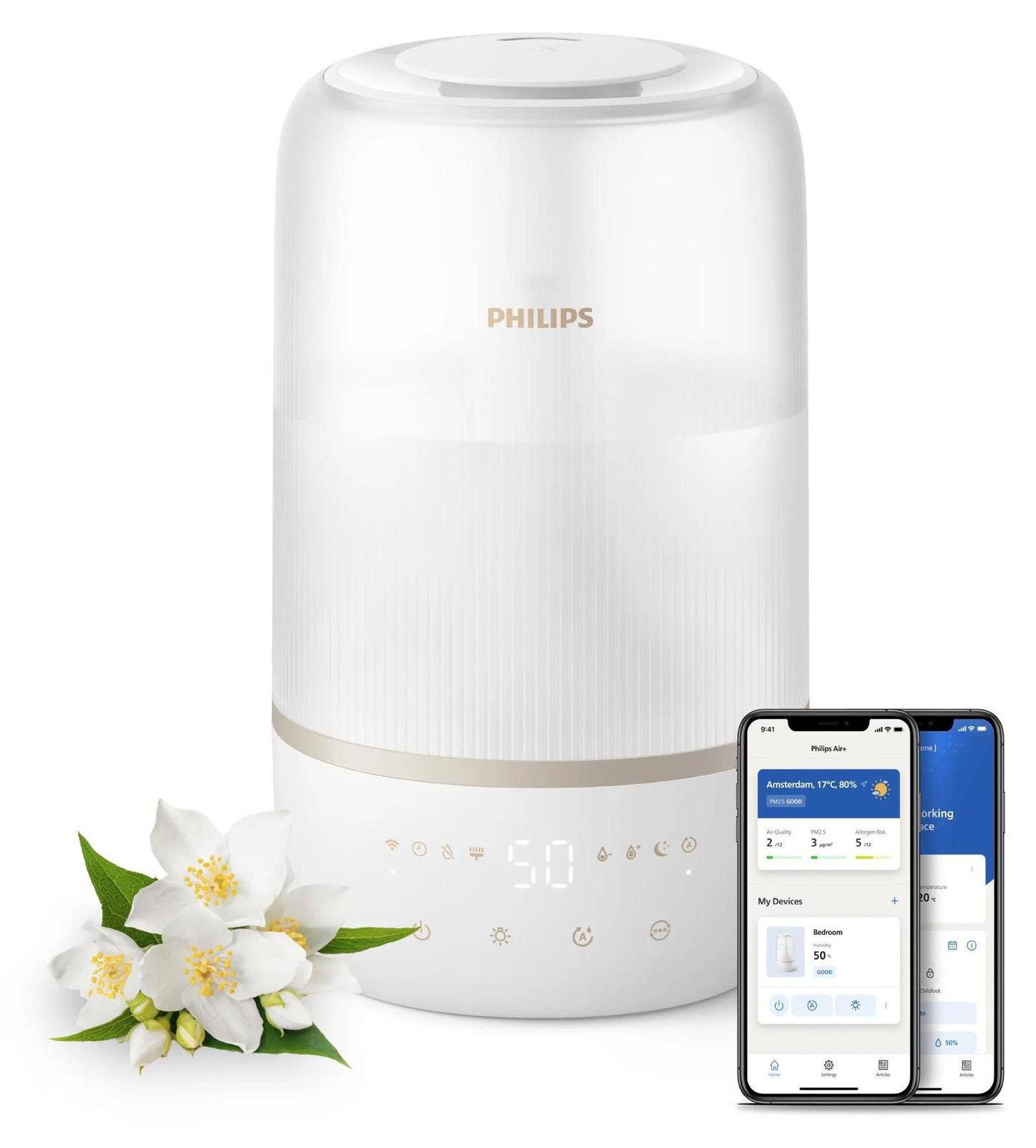 Philips luchtbevochtiger 1000-serie, 3,0 liter, wit (HU1510/04)