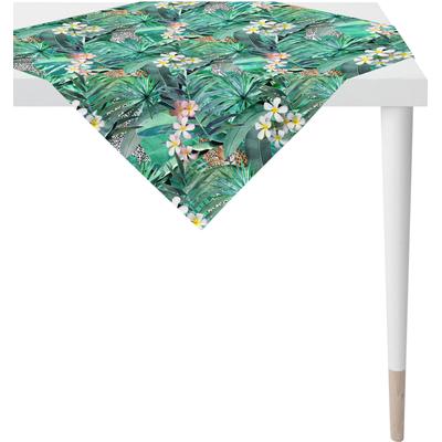 Mitteldecke APELT "6852 SUMMERTIME, Sommerdeko, Sommer", bunt (grün, bunt), B:100cm L:100cm, Baumwolle, Tischdecken, Mitteldecke, mit tropischem Motiv, Digitaldruck