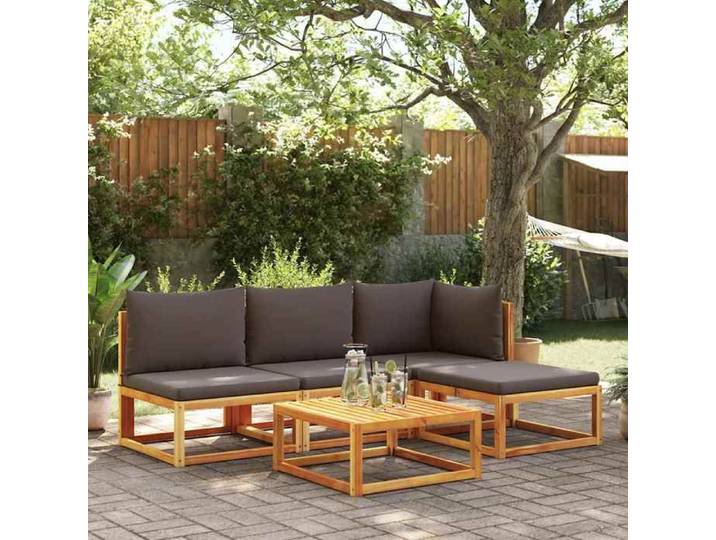 Brun Siège de jardin - Canapé de jardin - sans accoudoirs - avec coussins - en bois d'acacia et corde C3809