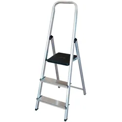 EDM, Leiter + Gerüst, Haushaltsleiter Aluminium 3 Sprossen (Stehleiter, 40 cm)