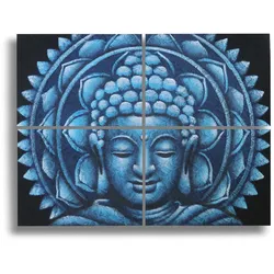 Blue Buddha Mandala Brocade Detail 30x40cm x 4