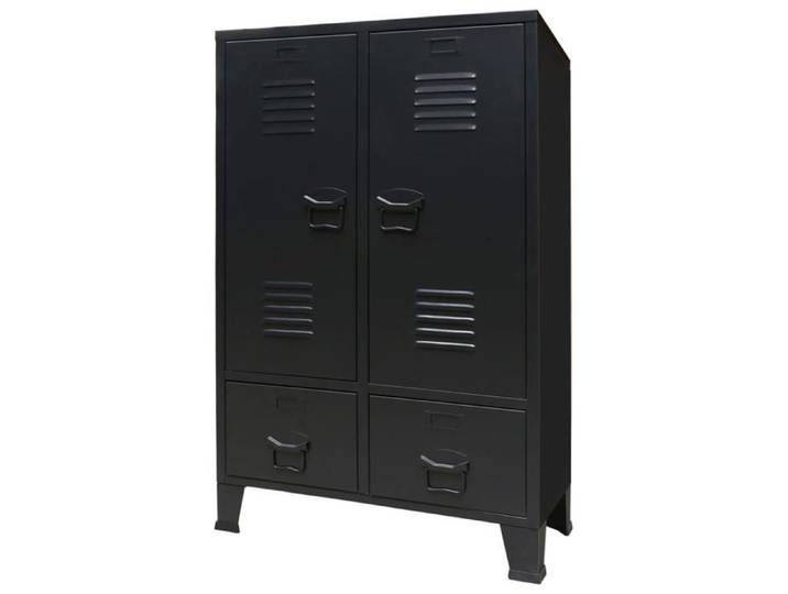 Solde d'automne Garde-robe - RUIGOU - Armoire d'apothicaire/Armoire chambre métal de style industriel 67x35x107cm noir LEM28134