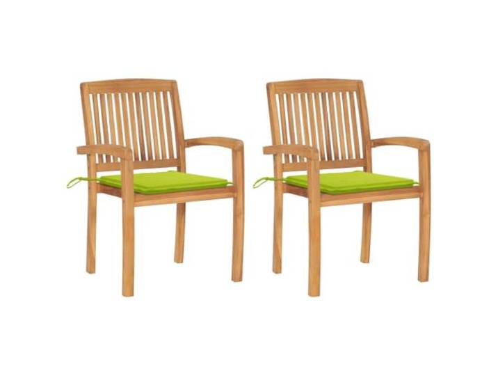 DYRJDJWIDHW Massives Teakholz Vintage Terrassenstühle 2 STK Grün Gartenstühle 2er Set mit Hellgrünen Kissen Massivholz Teak, Stapelbar Wetterfest Sitzgruppe für Terrasse Balkon