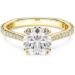 Swarovski  Stilla Cocktailring Rundschliff, Pavé, Weiß, 18k vergoldet, Gr 55