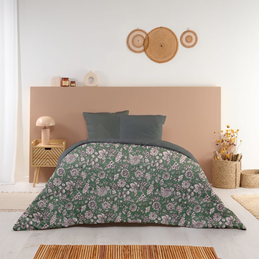 Bleu Câlin Couette imprimée chaude microfibre réversible 140x200cm Vert 200x0x140cm