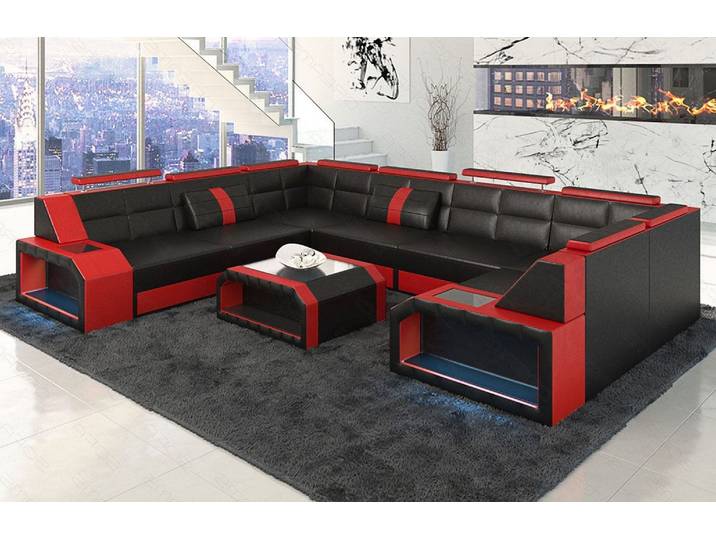 Wohnlandschaft Pesaro U-Form aus Leder
