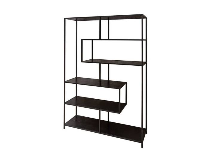 Licht-Erlebnisse Standregal VIVEN, Schwarz 114 x 185 cm Holzwerkstoff Metall