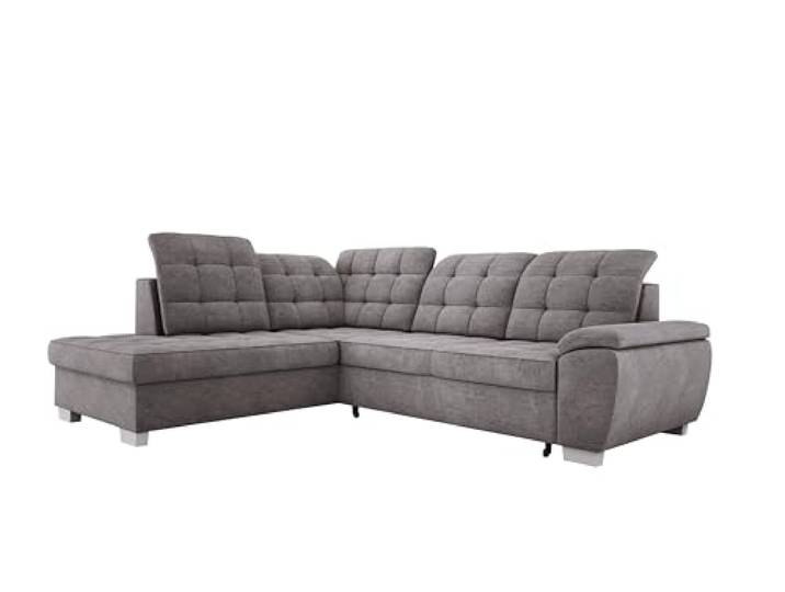 Ecksofa LOTTA In Hochwertigem ASTI Stoff, Mit Schlaffunktion, Geräumigem Stauraum Und Eleganter Polsterung Für Das Wohnzimmer, Maße 258x212cm, Anordnung der Möbel Linksseitig Farbe: HELLGRAU