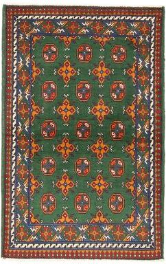 ECARPETGALLERY Hand-knotted Afghan Green Wool Rug - 3'1 x 4'9