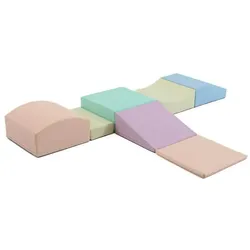 Iglu SET 7(S) Little Crawler - Helles Pastell - Bunte Schaumstoff-Klettermodule/Bausteine für Kinder