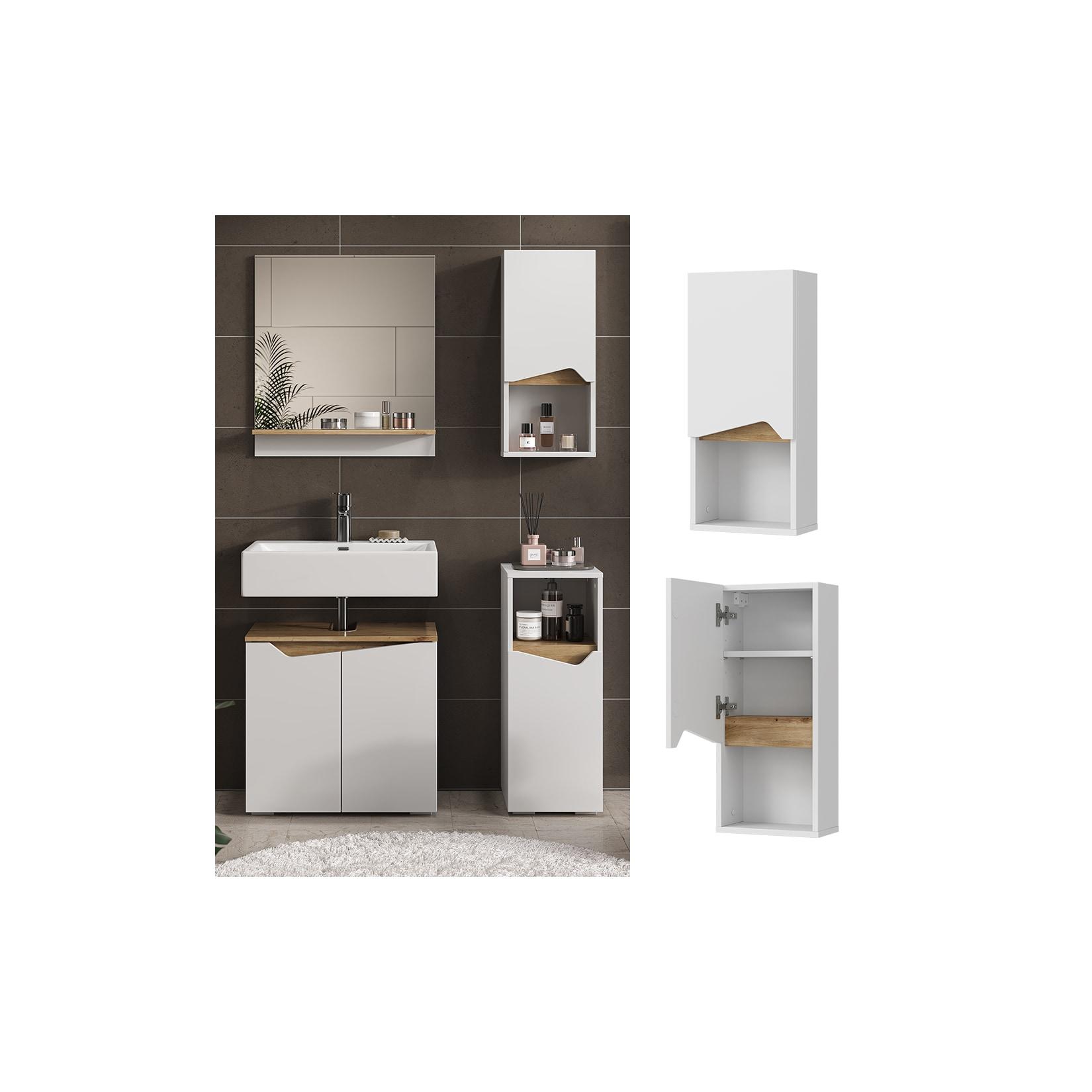 Vicco Hängeschrank Marelle 30 x 67 cm, Weiß Artisan, modern, Badschrank, schmal, Badezimmer