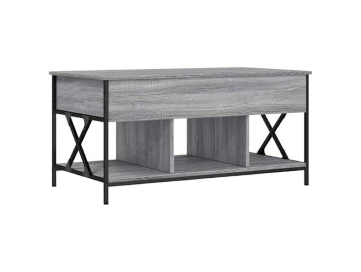Heofavd Couchtisch Höhenverstellbar 100x55 cm Grau Sonoma Metall