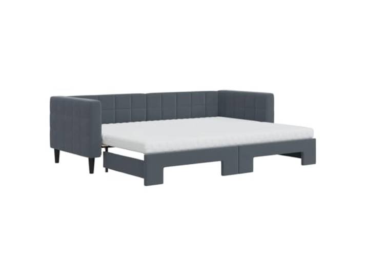 Makastle Tagesbett Ausziehbar Dunkelgrau Samt 80x200 cm 2 Schaumstoffmatratzen