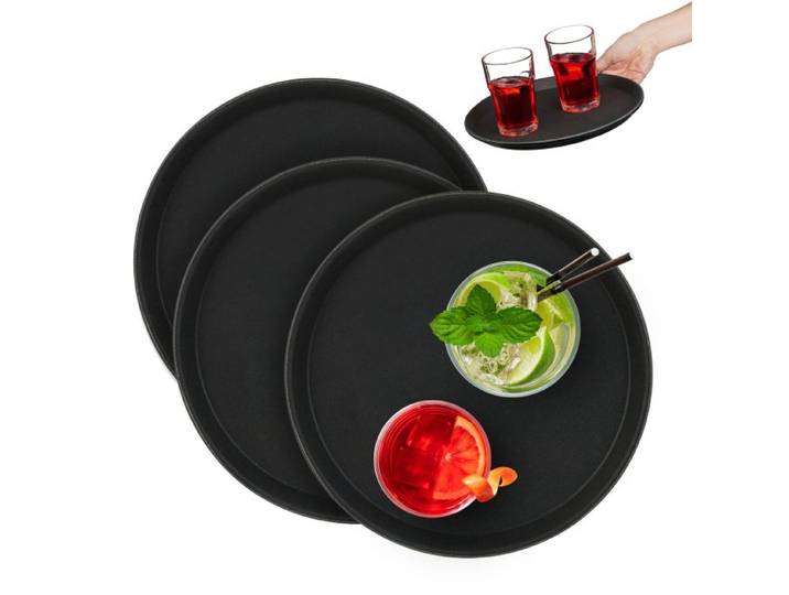 Relaxdays Lot de 3 plateaux de service