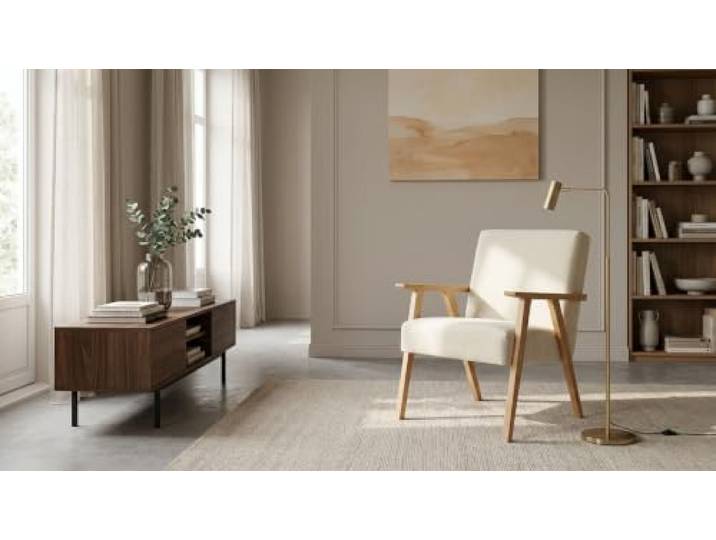 Family Meble Sessel Soler Royal Aura – Retro-Sessel im Vintage-Stil mit Stoff-Bezug – Hellbeige · 1