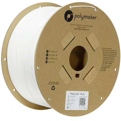 Polymaker PA02036 Filament PLA hohe Steifigkeit, hohe Zugfestigkeit 1.75mm 3000g Weiß PolyLite 1St.