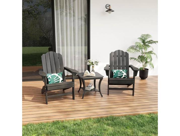 Chaise Adirondack HDPE 2 pièces – Résistante UV pour Jardin Terrasse Piscine – Assise Confortable Noir